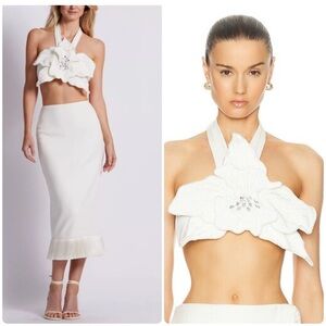 New PatBo Flower Orchild Applique Halter Top